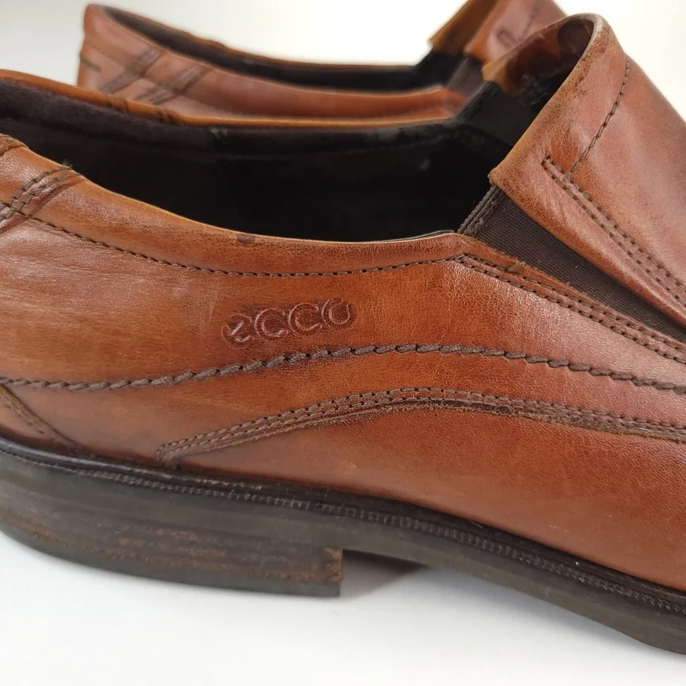 Ecco Shock Point Casual Loafers Mens ‎ EU 46 US 12 Brown Leather Shoes
